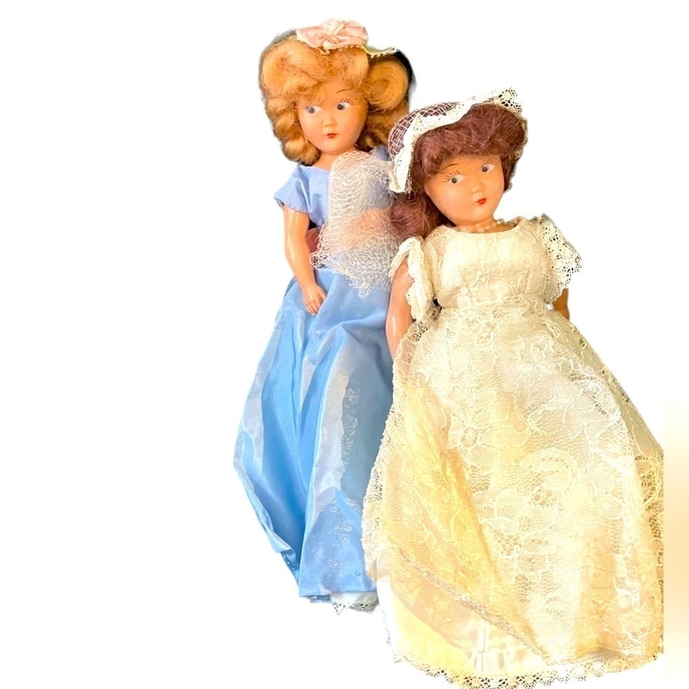 Vintage Bride and Bridesmaid Storybook Dolls 9 Inch